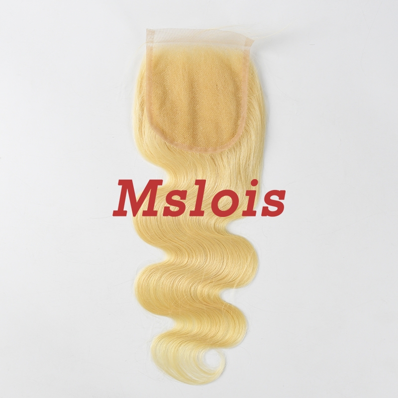 Blonde #613 European Raw Hair 4X4 Lace Closure Body Wave