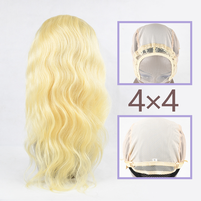 #613 Blonde Virgin European Hair 4x4 closure wig body wave