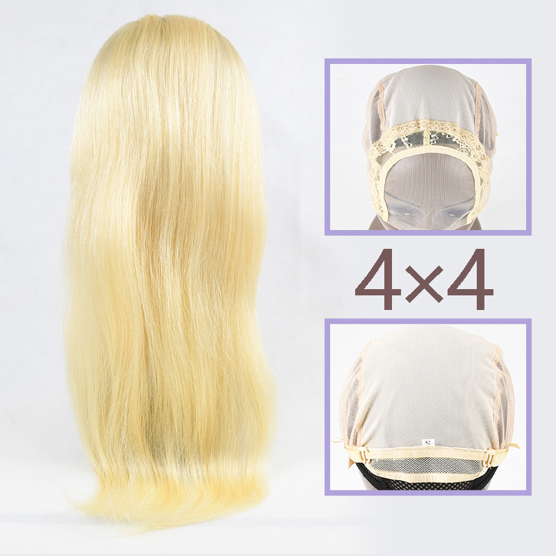 #613 Blonde Virgin European Hair 4x4 closure wig straight
