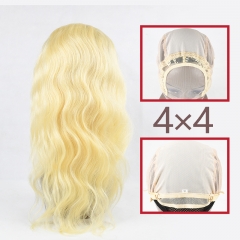 #613 Blonde European Raw Hair 4x4 closure wig body wave