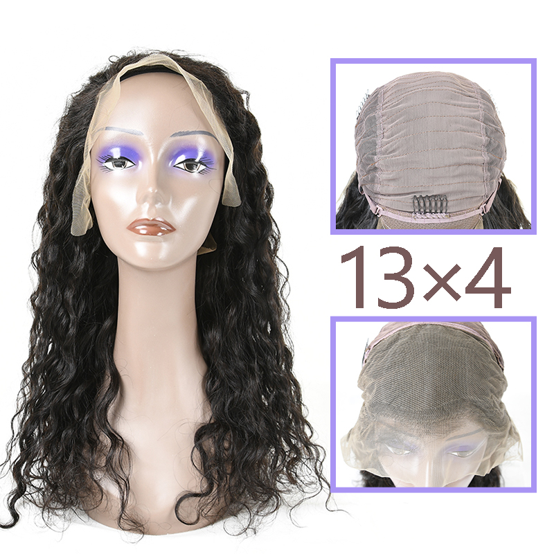 Natural #1b Virgin Indian Hair 13x4 frontal wig indian wavy