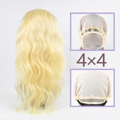 #613 Blonde European Virgin Hair 4x4 closure wig body wave