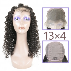 Natural #1b Indian Virgin Hair 13x4 frontal wig deep curly