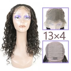 Natural #1b Virgin Peruvian Human Hair 13x4 frontal wig deep wave