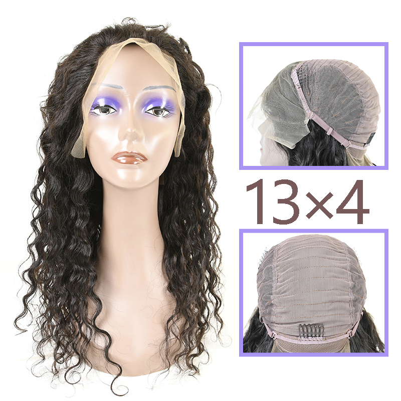 Natural #1b Virgin Indian Hair 13x4 frontal wig indian curly