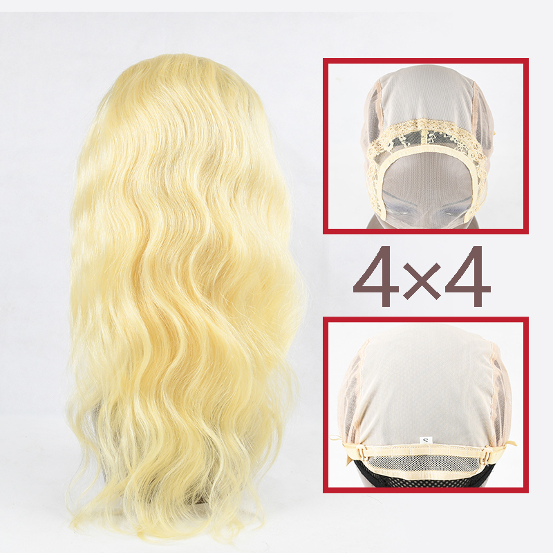 #613 Blonde Raw European Hair 4x4 closure wig body wave