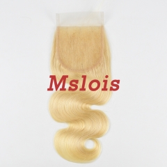 Blonde #613 Virgin European Human Hair 4X4 Lace Closure Body Wave