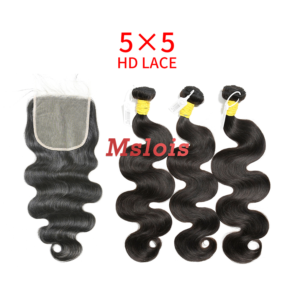 HD Lace Raw Human Hair Bundle with 5×5 Closure Body Wave