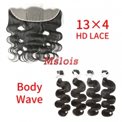 HD Lace Virgin Human Hair Bundle with 13×4 Frontal Body Wave