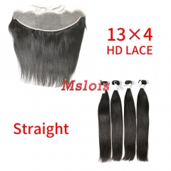 HD Lace Virgin Human Hair Bundle with 13×4 Frontal Straight