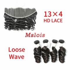 HD Lace Virgin Human Hair Bundle with 13×4 Frontal Loose Wave