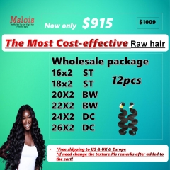 Mslois Free shipping 12pcs(16-26") The Most Cost-effective Raw hair wholesale package