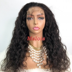 #1b Brazilian Raw Human Hair 4x4 closure wig indian wavy