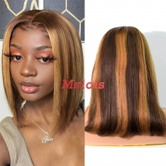 Straight highlight2 Color Transparent Lace 13X4 Bob Wig