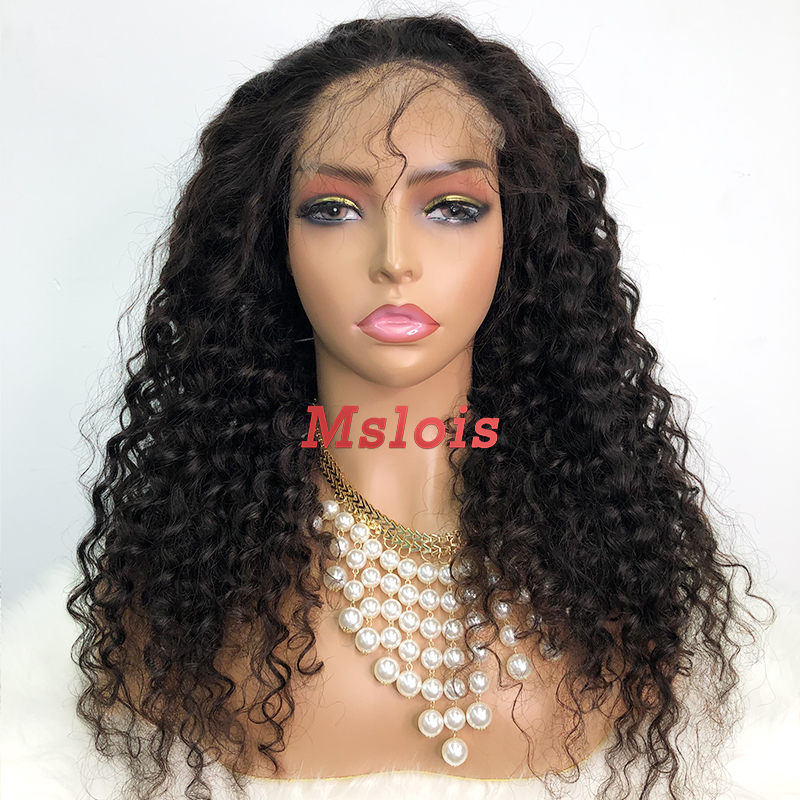 #1b Brazilian Raw Human Hair 5x5 closure wig deep curly