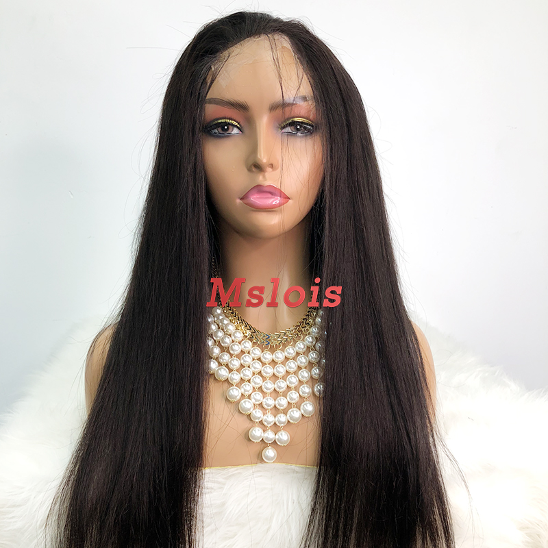 Natural #1b Brazilian Virgin Human Hair 5×5 closure wig Straight