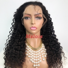 Natural #1b Brazilian Virgin Human Hair 13x4 frontal wig deep curly
